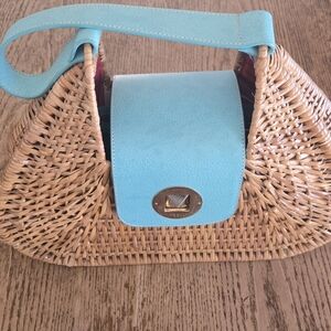 Blue and Tan Woven Women's Bag